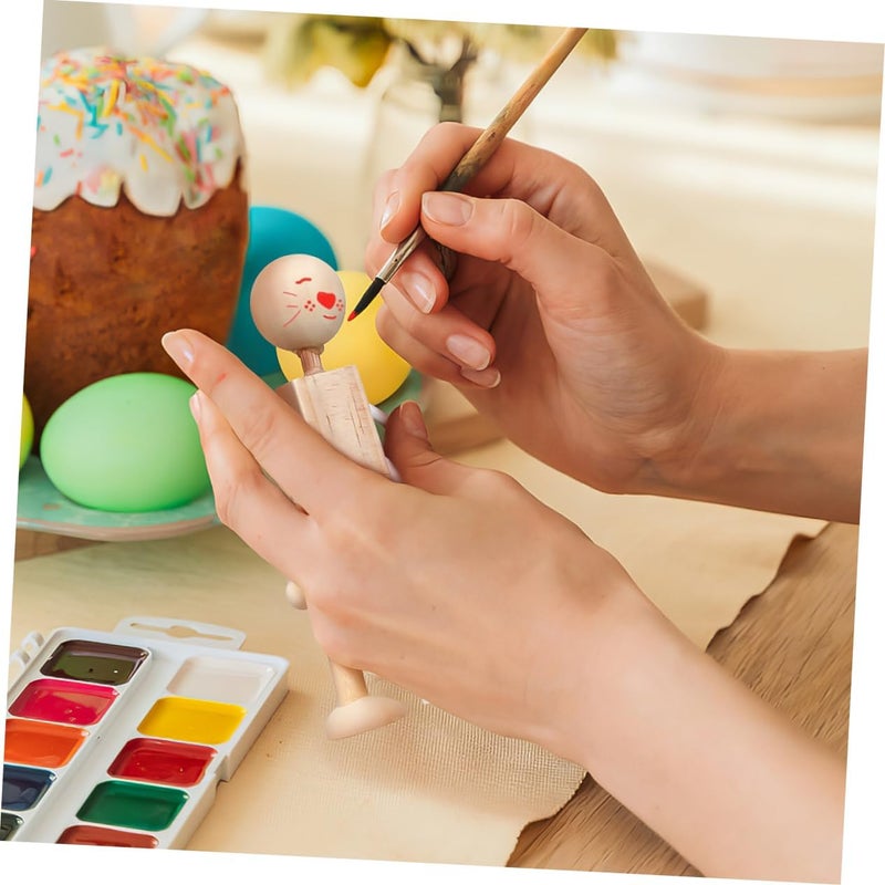 8pcs Unfinished Wooden Peg Dolls Set for Boys and Girls DIY Craft Art Projects Creative Cartoon Design for Party Decorations and Educational Play - Image 4