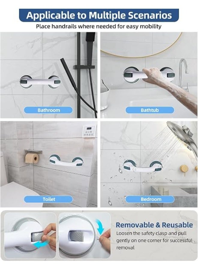 Suction Shower Grab Bar for Bathroom, 12 Inch Safety Support Handle for Bathtub and Wall Areas, No-Drill Removable Stability Rail for Daily Use - Image 4