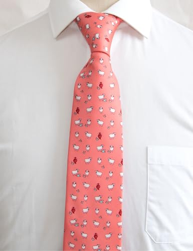WITZROYS 100% Silk Ties for Men Handmade Neckties with Animal Printed Patterns+Gift box … (Sheep - White on Peach, Regular Length - 59") - Image 3