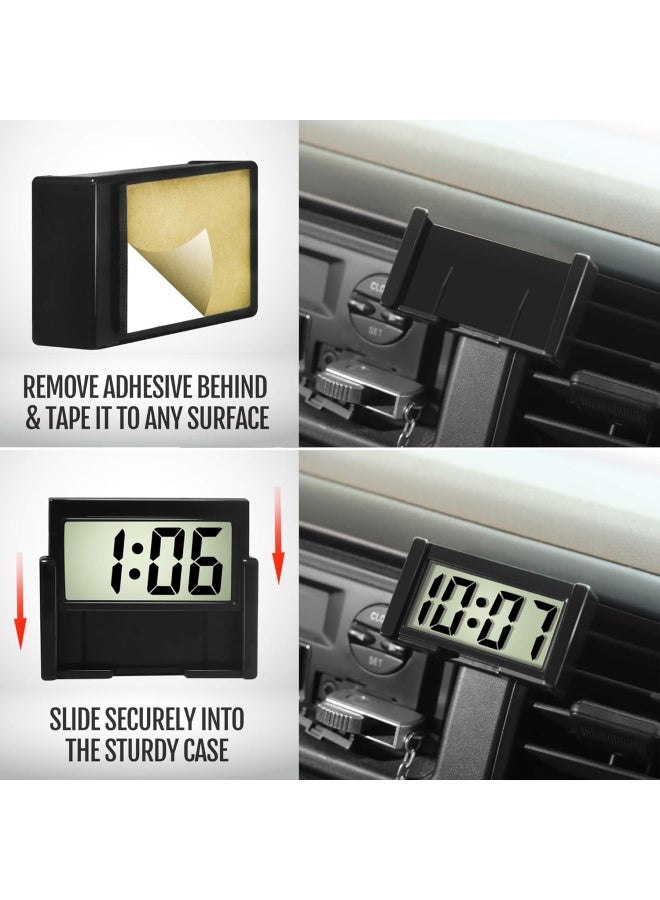 Generic Betus Car Dashboard Digital Clock - Vehicle Adhesive Clock With Jumbo Lcd Time And Day Display - Mini Automotive Stick On Watch For Car Truck Dashboard And Air Vent (Black  - Image 3