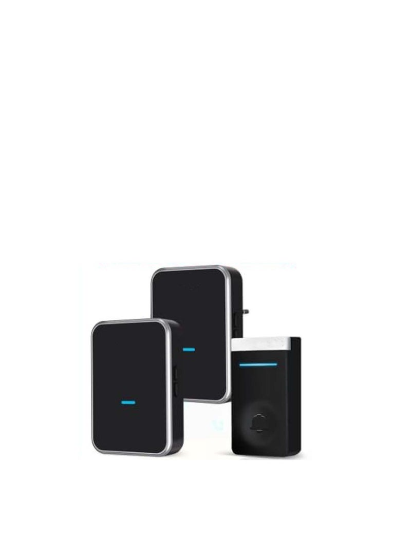 Rightsure Wireless Doorbell No Batteries Required, Waterproof Doorbell Kit with Self-Pressing Transmitter and 2 Plug Receivers, 52 Tones, 4 Volume Levels, with LED, Black