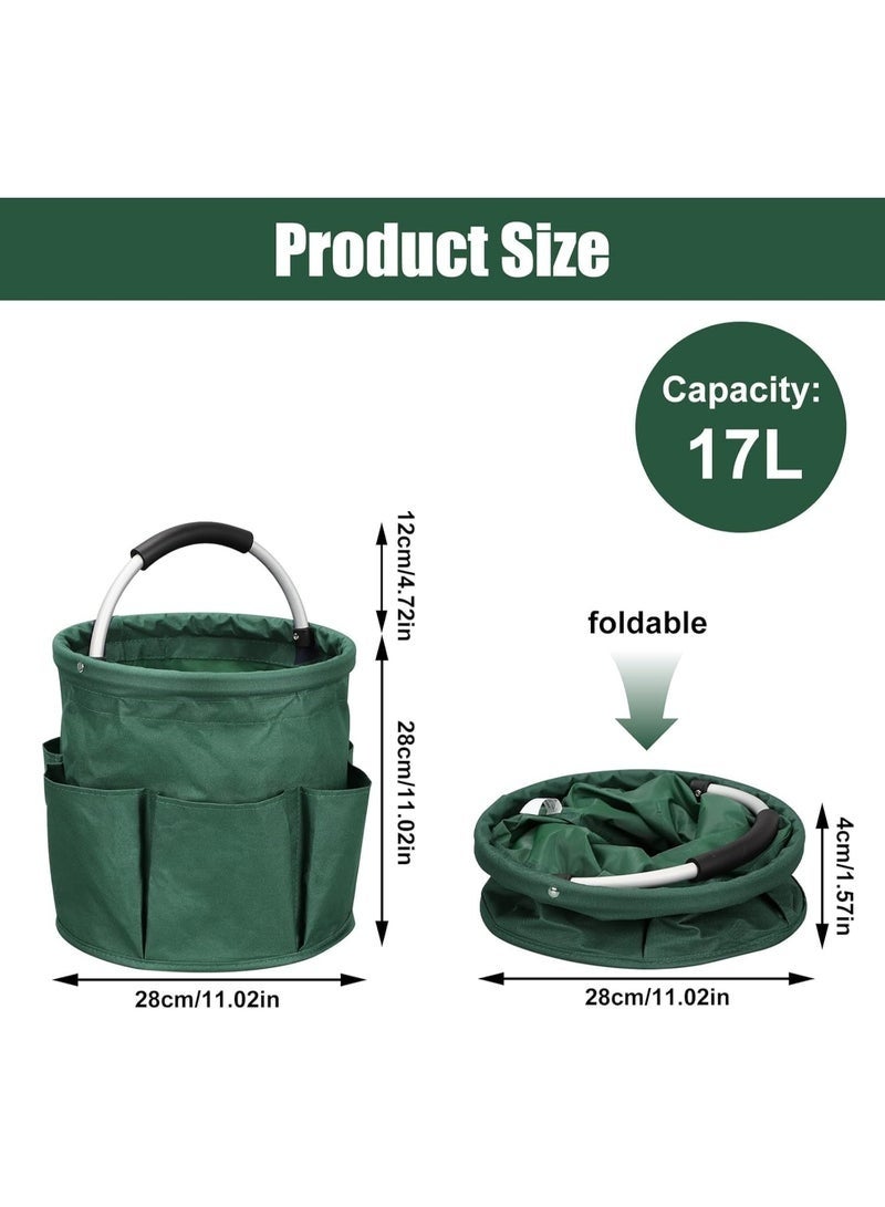 17L Cleaning Tool Storage Basket, Foldable Cleaning Supply Caddy, Cleaning Caddy Cleaning Products Organizers, Portable Multi Cleaning Bucket Bag for Home, Garden (Green) - Image 5