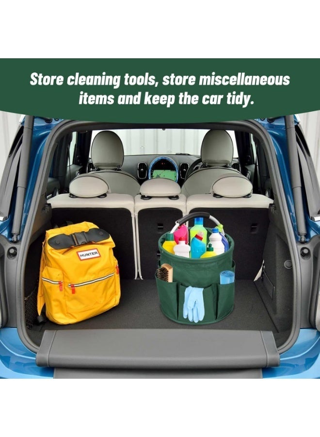 17L Cleaning Tool Storage Basket, Foldable Cleaning Supply Caddy, Cleaning Caddy Cleaning Products Organizers, Portable Multi Cleaning Bucket Bag for Home, Garden (Green) - Image 4