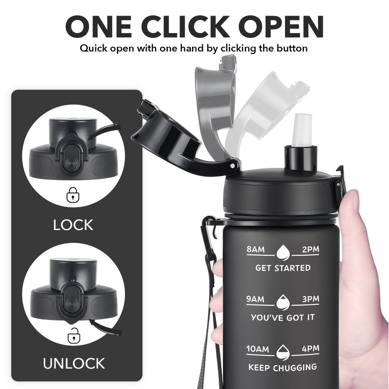 Enerbone 24 oz Water Bottle, Leakproof BPA & Toxic Free, Motivational Water Bottle with Times to Drink and Straw, Fitness Sports Water Bottle with Strap for Office, Gym, Outdoor Sports - Image 3