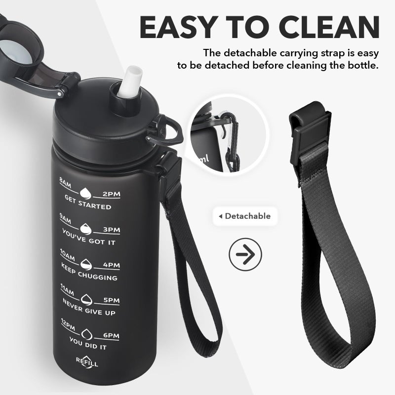 Enerbone 24 oz Water Bottle, Leakproof BPA & Toxic Free, Motivational Water Bottle with Times to Drink and Straw, Fitness Sports Water Bottle with Strap for Office, Gym, Outdoor Sports - Image 5