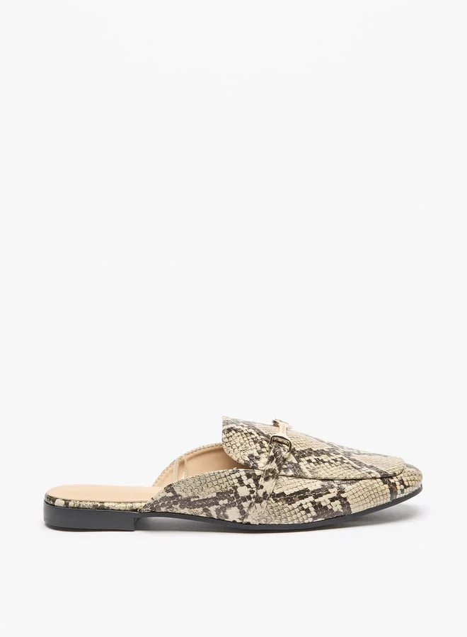 Flora Bella By Shoexpress Women's Animal Print Slip-On Mules with Metallic Accent
