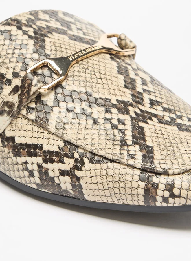 Flora Bella By Shoexpress Women's Animal Print Slip-On Mules with Metallic Accent