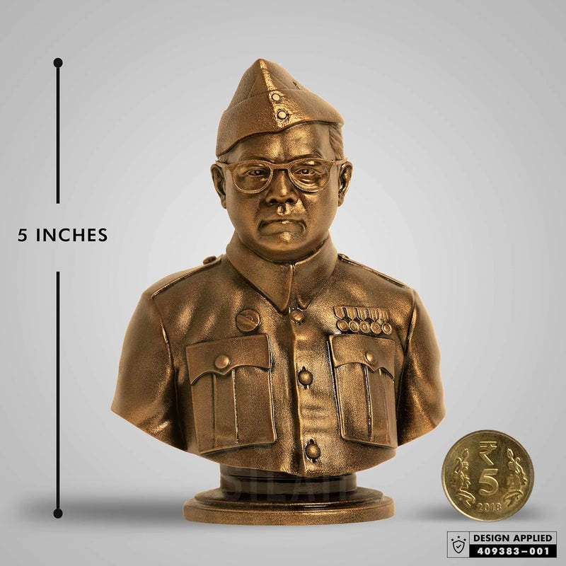 SILAII Netaji Subhas Chandra Bose Sculpture Antique Bronze 5 INCH - Image 2