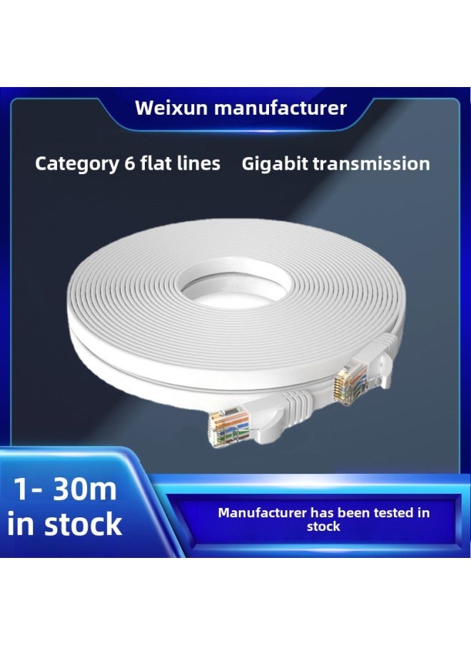 Generic Six Types Of Flat Network Cable Gigabit Home Computer Broadband High-speed Network Cable Pure Copper Multi-strand Six Types Of Unshielded Network Cable-Color:White-Line Length:Class VI Flat Wire 32AWG 0.5 M  - Image 1