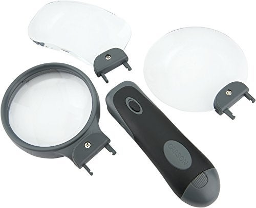 Carson Remov-A-Lens 3-in-1 LED Lighted Hand-Held Magnifier Set with 3 Interchangeable Magnifying Glass Lenses (RL-30) - Image 1