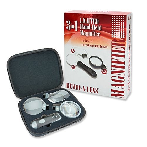 Carson Remov-A-Lens 3-in-1 LED Lighted Hand-Held Magnifier Set with 3 Interchangeable Magnifying Glass Lenses (RL-30) - Image 3
