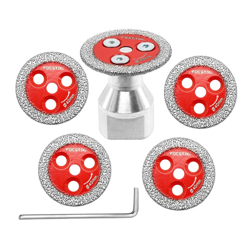 FOCSTOL Mini Diamond Engraving Saw Blade FOCSTOL 5pcs 1916 Inch40mm Cutting Disc with 1pc 5811 Thread Flange for Marble Granite Artificial Stone Porcelain Tile Ceramic - Image 2