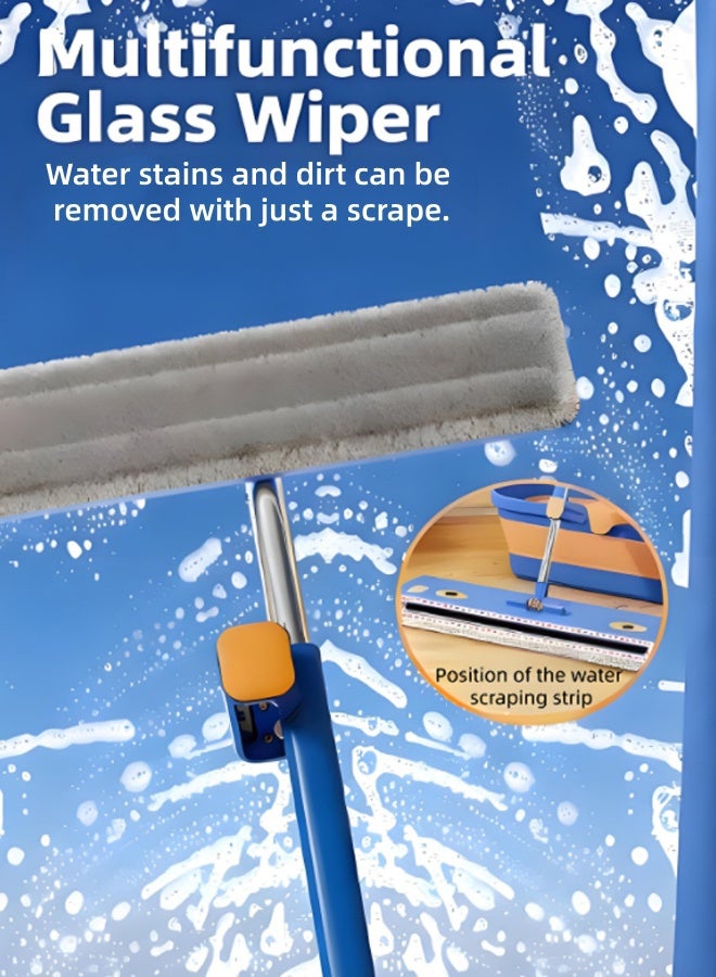 Mop Clean Furniture Sets, Hand Wash Free Mop, Household Floor Cleaning Mop, 360° Rotating Head And Dual Scraper Design, Applicable To Floor And Glass, Adjustable Handle - Image 4