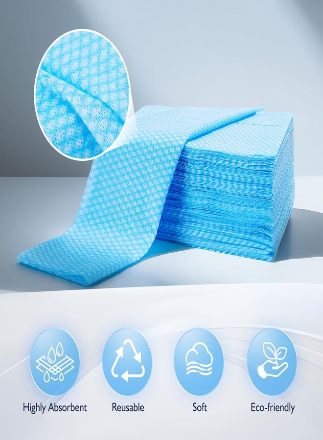 Volokitx 60 Pack 13.8×15.7 in Disposable Dish Cloths for Kitchen, Bathroom & Daily Cleaning – Durable & Short-Term Reusable Cleaning Cloths (Blue - Image 2