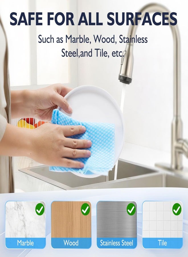 Volokitx 60 Pack 13.8×15.7 in Disposable Dish Cloths for Kitchen, Bathroom & Daily Cleaning – Durable & Short-Term Reusable Cleaning Cloths (Blue - Image 4