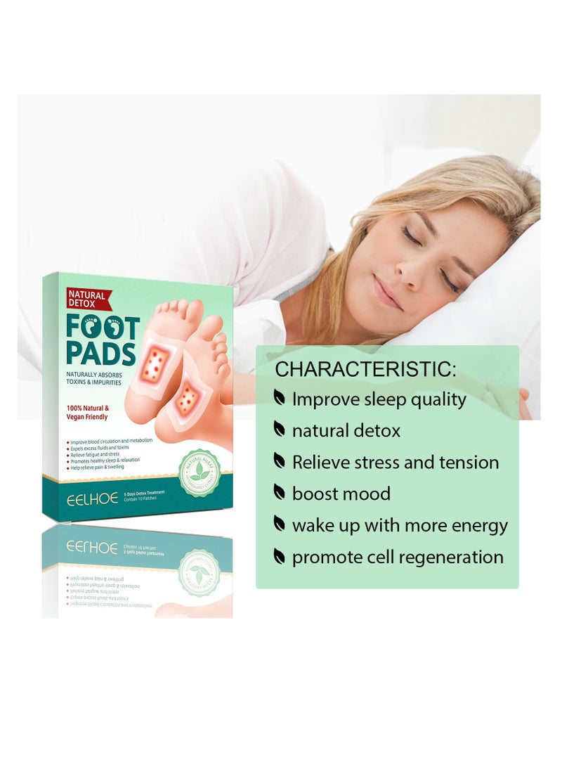 EELHOE 10 Pieces Of Wormwood Foot Patch To Relieve Fatigue, Beauty And Health, Sleep Foot Patch, Foot Care Patch, Moisture Removal Wormwood Foot Patch  - Image 5