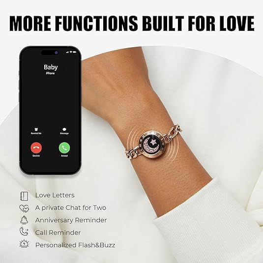 TOTWOO Touch Bracelets for Couples, Vibration & Light up for Love Couples Long Distance Relationship Gifts for Girlfriend Bluetooth Pairing Jewelry - Image 3