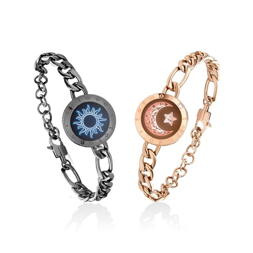 TOTWOO Touch Bracelets for Couples, Vibration & Light up for Love Couples Long Distance Relationship Gifts for Girlfriend Bluetooth Pairing Jewelry - Image 1