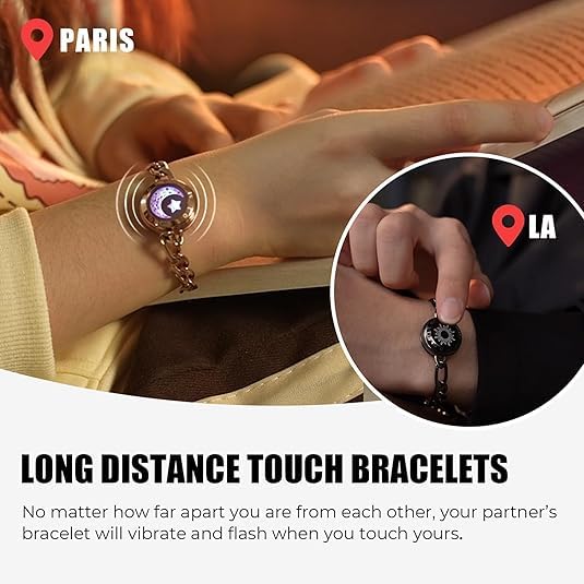 TOTWOO Touch Bracelets for Couples, Vibration & Light up for Love Couples Long Distance Relationship Gifts for Girlfriend Bluetooth Pairing Jewelry - Image 2