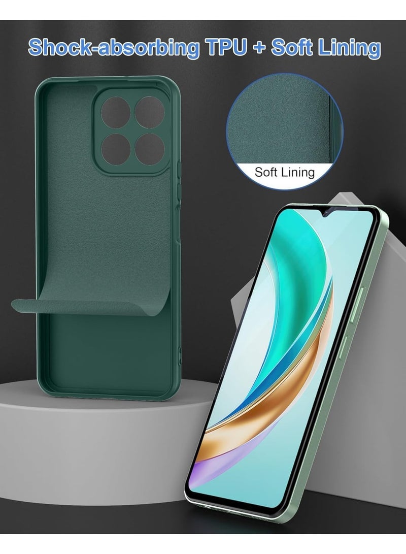 Muzz Case for Honor X7d Liquid Gel Rubber Bumper Case with Soft Microfiber Lining Cushion Slim Shockproof Protective with Camera Protection Cover for Honor X7d 5G (Green) - Image 4
