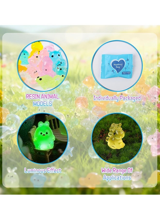 50 Pcs Resin Mini Blind Bag Dolls Cute 3D Cartoon Animal Toys Luminous Glowing Surprise Blind Boxes for Kids Party Favors Birthday Eid Gift DIY Decor - Image 4