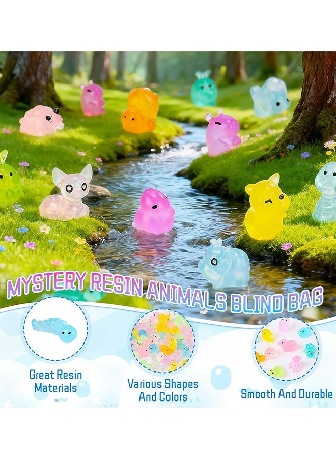 50 Pcs Resin Mini Blind Bag Dolls Cute 3D Cartoon Animal Toys Luminous Glowing Surprise Blind Boxes for Kids Party Favors Birthday Eid Gift DIY Decor - Image 3