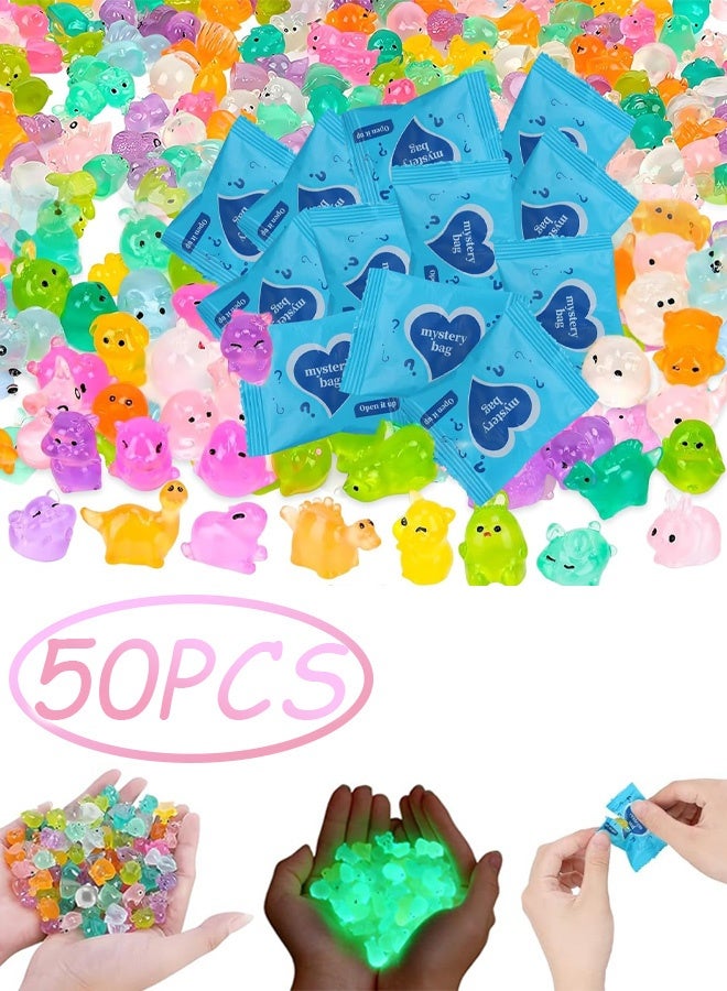 50 Pcs Resin Mini Blind Bag Dolls Cute 3D Cartoon Animal Toys Luminous Glowing Surprise Blind Boxes for Kids Party Favors Birthday Eid Gift DIY Decor - Image 1