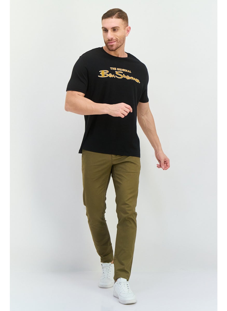 Ben Sherman - Men Crew Neck Short Sleeves Brand Logo T-Shirt, Black - Image 1