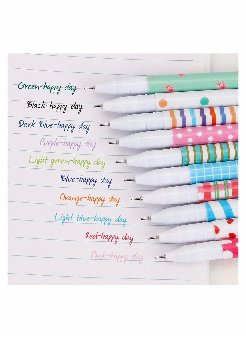 Generic Pens, 10 Pack Color Cute Gel Ink Pens, Cartoon Stationery Ballpoint for Writing Drawing Gifts, Multi Colored Pens 0.38 mm Fine Point Pens for Women Girls Kids Children Students Gifts  - Image 2