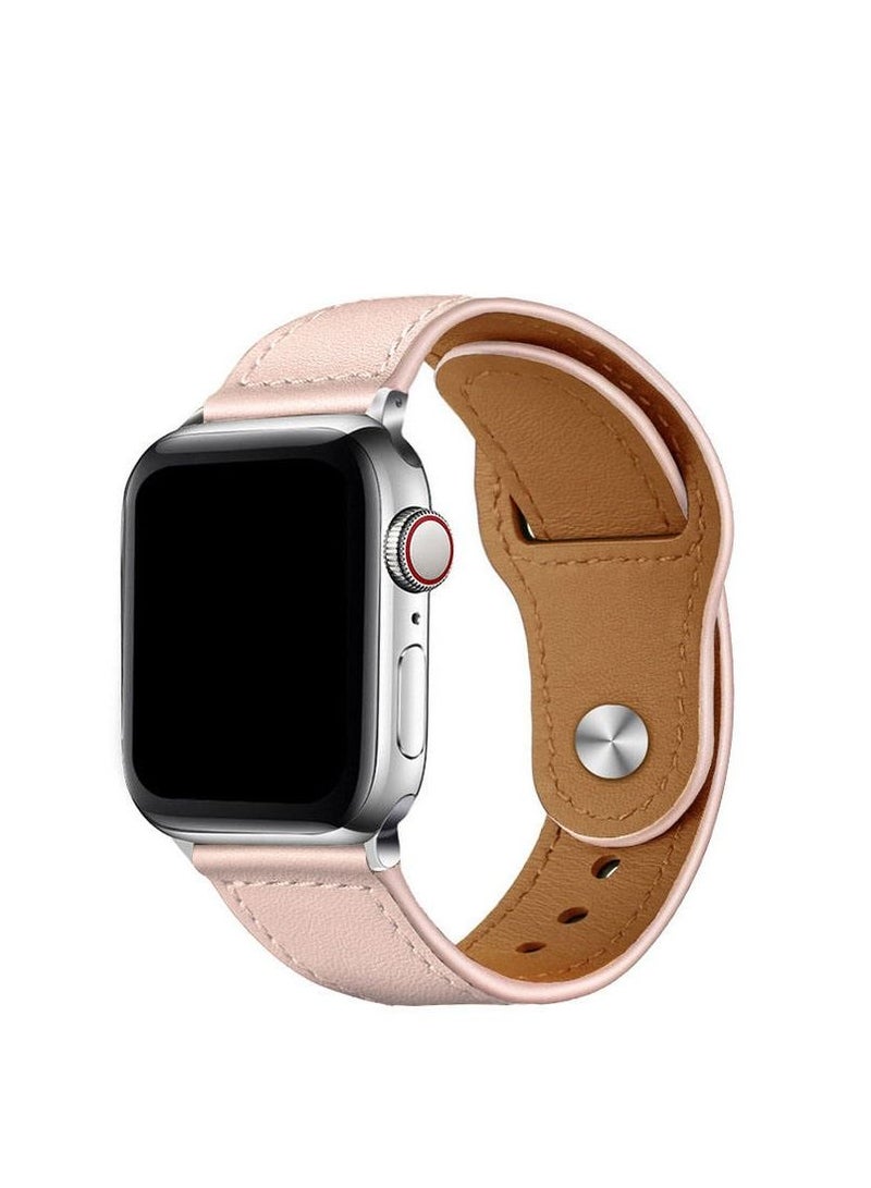 Luxury leather strap for apple watch Pink - Image 1