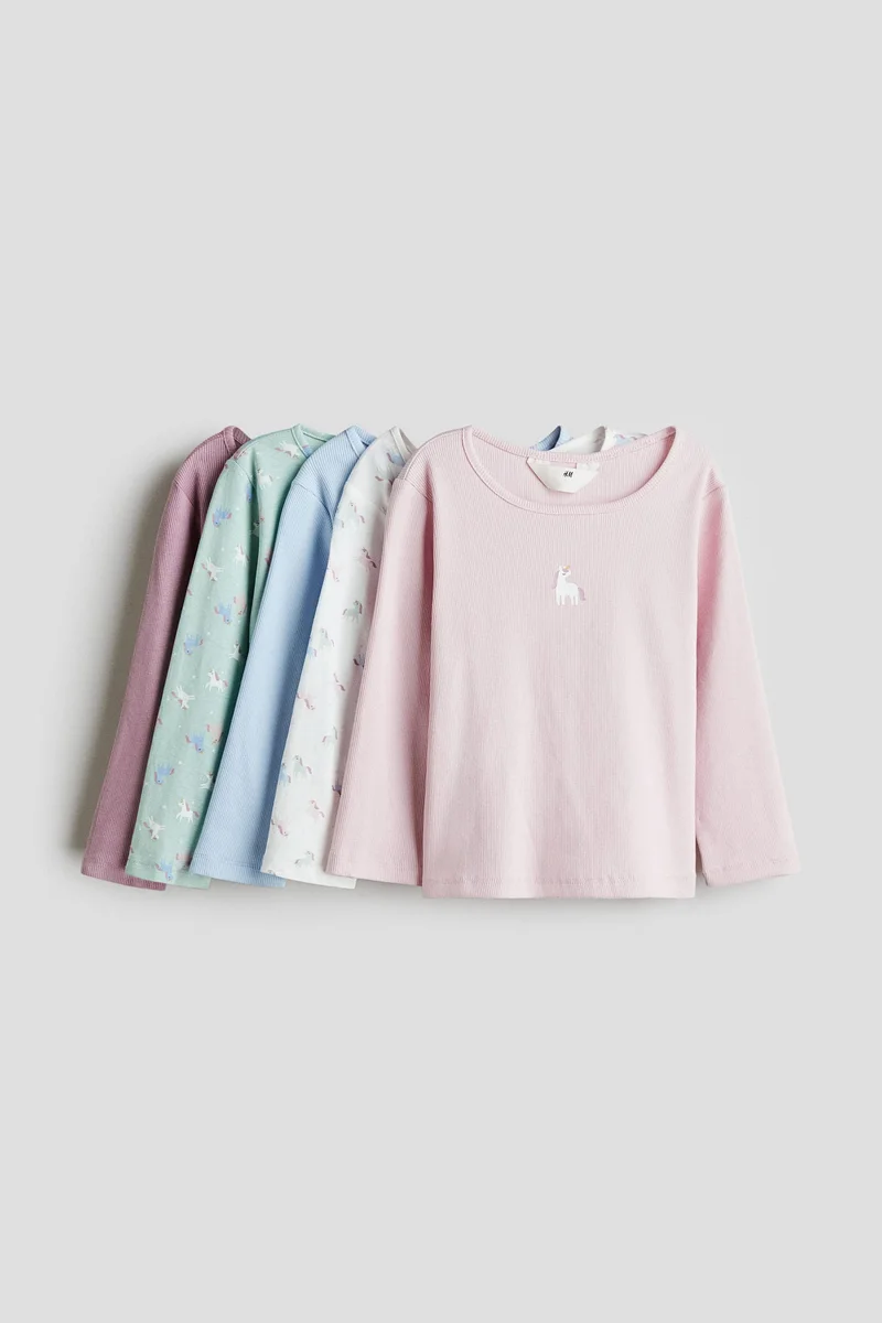 H&M 5-pack long-sleeved cotton tops