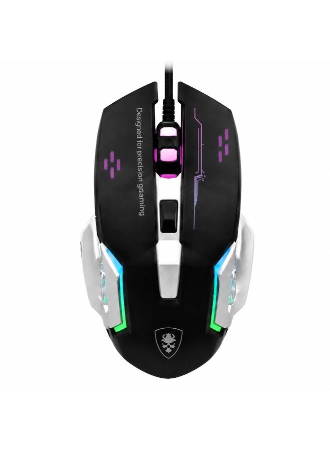 دايد سكل ماوس ألعاب Deadskull Nova 6D بسبعة ألوان وإضاءة، مزود بكابل أسود مجدول سلكي بطول 1.5 متر - لون أسود - Image 1