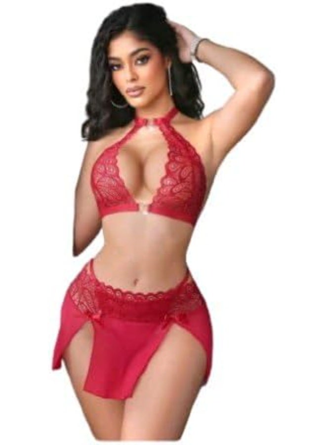 Hanady Sexy women's lingerie made of luxurious tulle and lace - short, transparent babydoll with an attractive and elegant feminine design, one size fits up to 80 kg - Code HN 1083 - Image 1