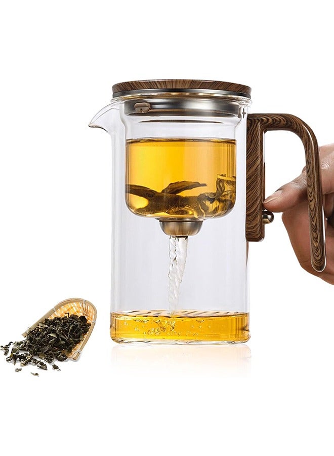 Garlo Tea Pot, Clear Teapot with Wooden Handle,  Glass Teapot, Loose Leaf Teas Steeper, Glass teapot with Strainer  - Image 1