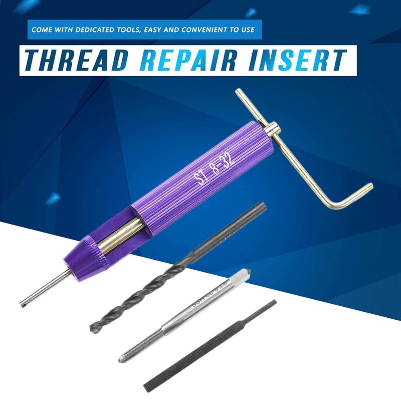 EVGATSAUTO Thread Repair Insert, 50Pcs Stainless Steel Coiled Wire Helical Screw Imperial 8-32UNC x 1.5D Thread Inserts Kit, with Dedicated Tap, Installation Tool, Breaker and 4.4UNC Drill Bit - Image 2