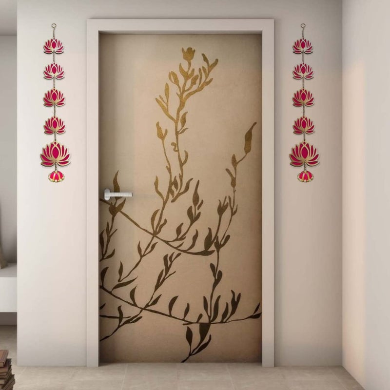 MyTees MyTees Lotus Hangings latkan for Decoration Jhumki Style Lotus Decoration Items Floral Wall Hangings for Temple Decor Diwali Decoration Items for Home Decor Diwali Gifts 35 Inch 4Pcs - Image 3
