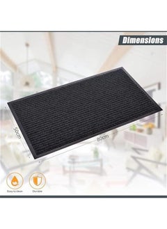 HOOKOR Front Door Mat Welcome Mats 2-Pack - Indoor Outdoor Entryway Mats for Shoe Scraper, Ideal for Inside Outside Home High Traffic Area (Black)  - Image 2