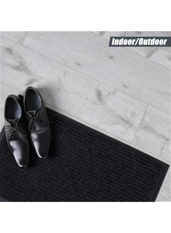 HOOKOR Front Door Mat Welcome Mats 2-Pack - Indoor Outdoor Entryway Mats for Shoe Scraper, Ideal for Inside Outside Home High Traffic Area (Black) - Image 4