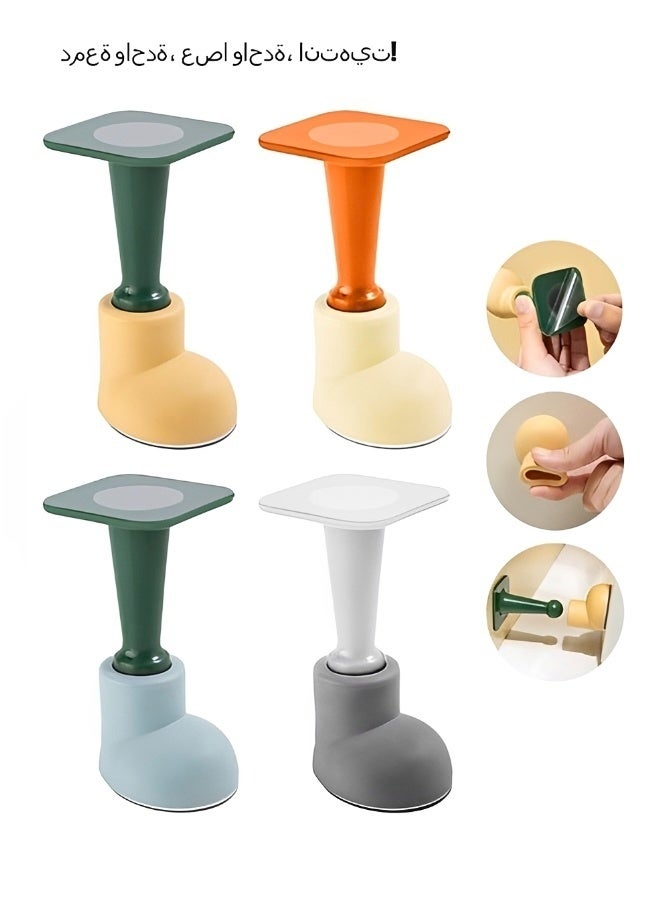 4 PCS Door Stopper Set TPR Door Bumpers with Strong Adhesive Shock Absorbent and Discreet Wall Protectors from Door Knobs (Colorful) - Image 1