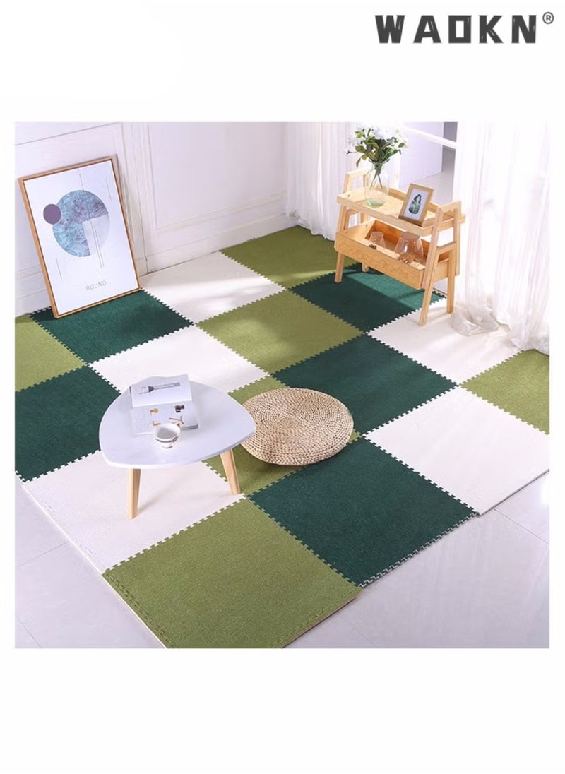 10-Piece Living Room Rug | Decorative Rug | Bedroom Rug | Plush Interlocking Floor Mats Washable Carpet Non-Slip Soft Short Pile Bedroom Rugs For Easy Clean Squares Carpet For Living Room Plush Carpet
