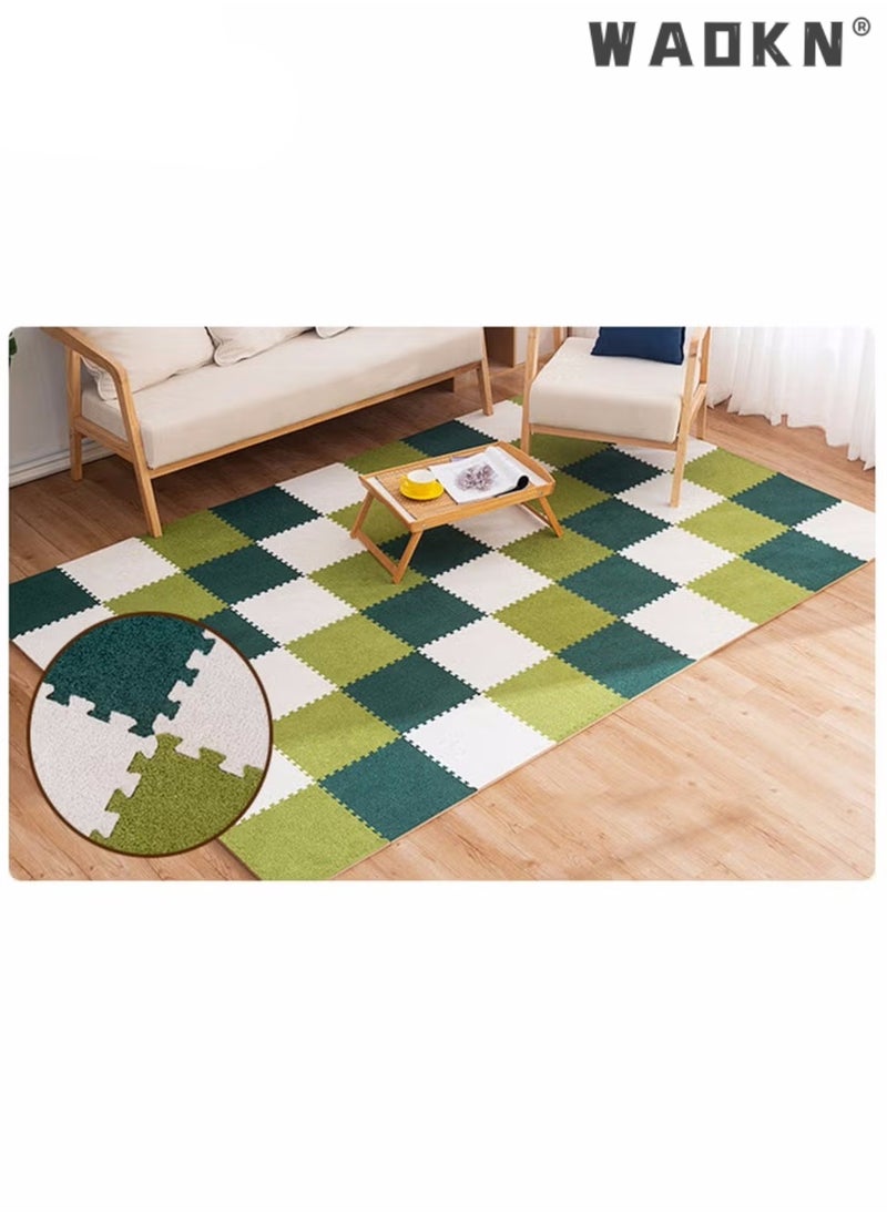 10-Piece Living Room Rug | Decorative Rug | Bedroom Rug | Plush Interlocking Floor Mats Washable Carpet Non-Slip Soft Short Pile Bedroom Rugs For Easy Clean Squares Carpet For Living Room Plush Carpet