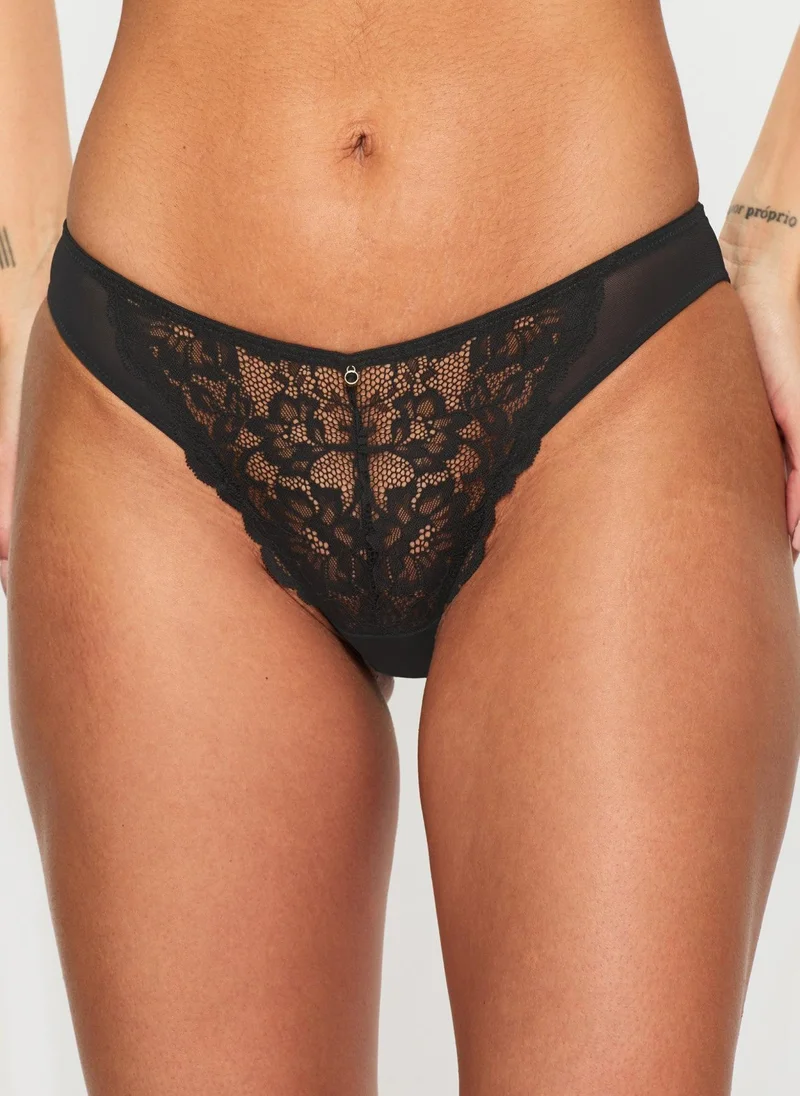 Ann Summers Ann Summers Sexy Lace Crotchless Brazilian Black