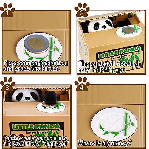 HmiL-U Panda Stealing Money Bank, Piggy Bank for Kids, Coin Bank for Money Saving, Automatic Stealing Money with English Speaking, Creative Gift - Image 5
