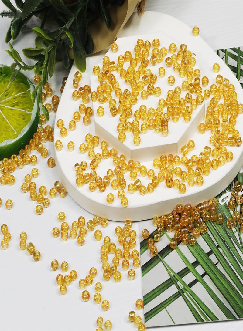 GGOOT Bulk 4mmYellow Seed Beads for Jewelry Making 110 Grams About 160pcs,6/0 Glass Craft Beads for Making Earrings, Bracelets, Pendants, Waist Jewelry, DIY Handmade Seed Beads (Yellow-AB, 4mm)  - Image 2