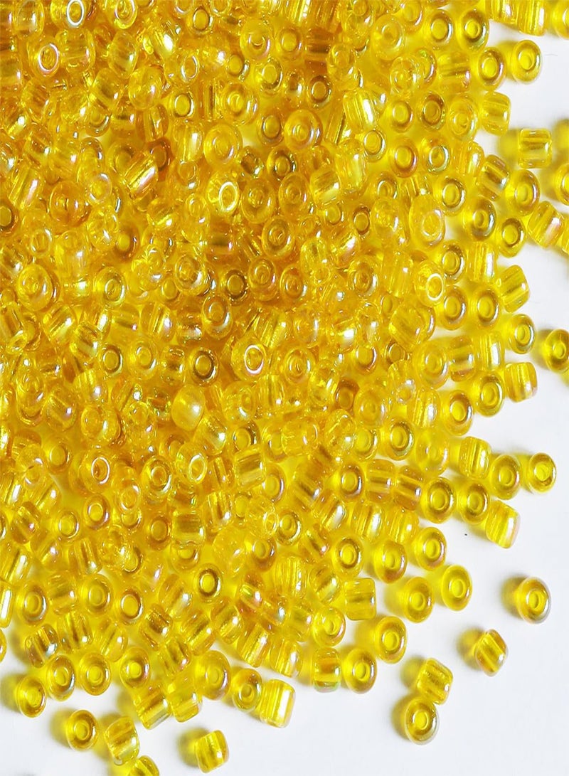 GGOOT Bulk 4mmYellow Seed Beads for Jewelry Making 110 Grams About 160pcs,6/0 Glass Craft Beads for Making Earrings, Bracelets, Pendants, Waist Jewelry, DIY Handmade Seed Beads (Yellow-AB, 4mm)  - Image 1