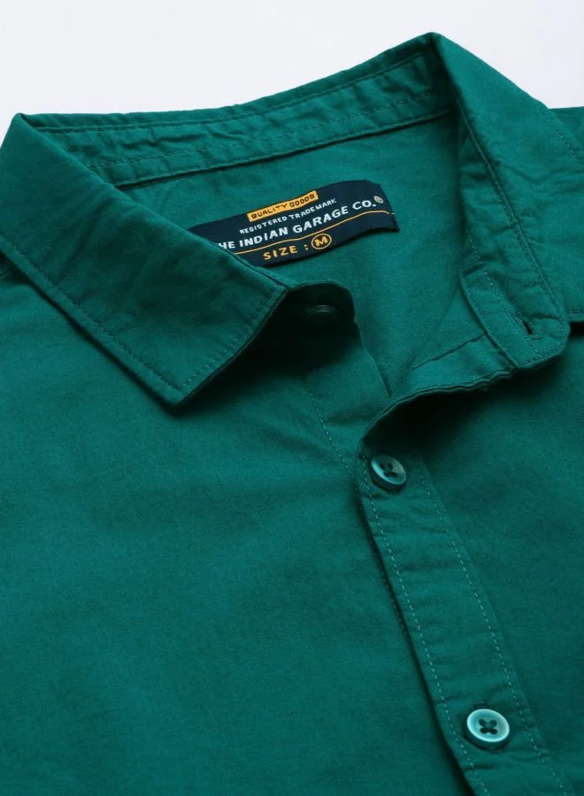 The Indian Garage Co Men Regular Fit Solid Full Sleeves Cutaway Collar Casual Shirt
