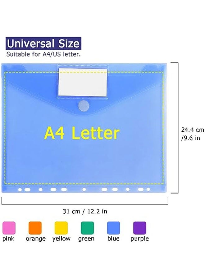 6 حزمة مجلدات الجيب الملزمة ، مجلدات الملزمة مع جيوب الإمدادات المدرسية ، حجم الرسالة ، 11 ثقب ، ملونة - Image 3