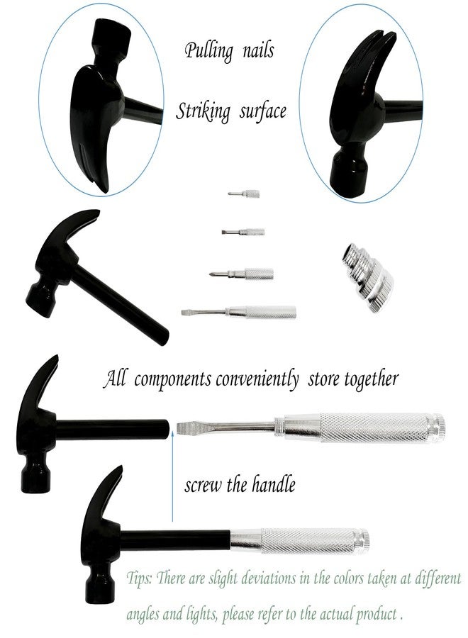 LASUND Multifunction 6 in 1 Screwdriver and Small Hammer Set, Camping Multitool Hand Tool Choice (Black) - Image 4