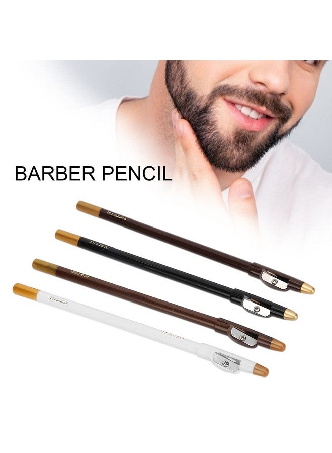 Betued 4Pcs Kit(Black & White & Dark Brown & Light Brown), Beard And Hairline Outliner Pencils With Sharpener For Shaping Tools Stencils