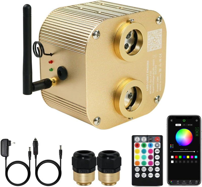 Amki Dual Port 20W Twinkle Sound Mode RGBW Light Source Engine Driver Remote/APP Control Starlight Box Motor for Fiber Optic Star Ceiling Light Kit - Image 1